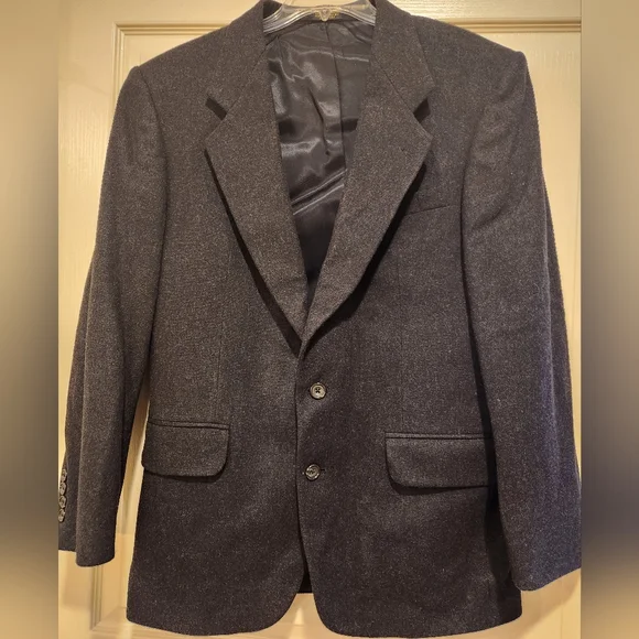 Oscar de la Renta Charcoal Gray/Black Men's Wool Blazer - Picture 1 of 6